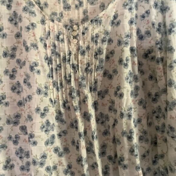 LRL LAUREN JEANS CO. RALPH LAUREN 100% COTTON DENIM BLUE FLORAL WOMAN BLOUSE XL - Picture 2 of 9